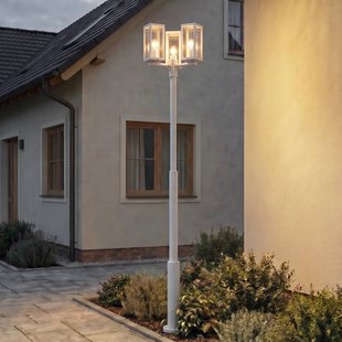Siveta buitenlamp, hoogte 240 cm, 3-lamps, lichtgrijs - Lucande - Aluminium - Meerdere lampen