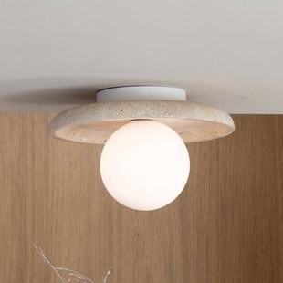 IT´S ABOUT ROMI IT'S ABOUT ROMI plafondlamp Tivoli, wit, Ø 25 cm, travertijn