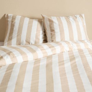 NOUS Living katoenen gestreepte lits-jumeaux dekbedovertrek 240x220 cm - zand/offwhite