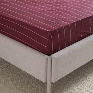 NOUS Living katoenen gestreepte hoeslaken (tot 25 cm) - donkerrood/roze