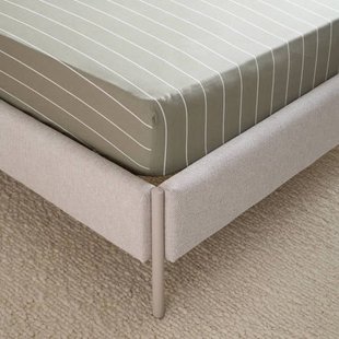 NOUS Living katoenen gestreepte hoeslaken (tot 25 cm) - groen/offwhite