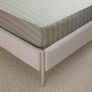 NOUS Living katoenen gestreepte hoeslaken (tot 25 cm) - groen/offwhite