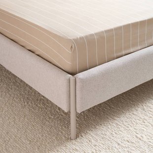 NOUS Living katoenen gestreepte hoeslaken (tot 25 cm) - zand/offwhite