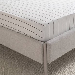 NOUS Living katoenen gestreepte hoeslaken (tot 25 cm) - donkerbruin/offwhite