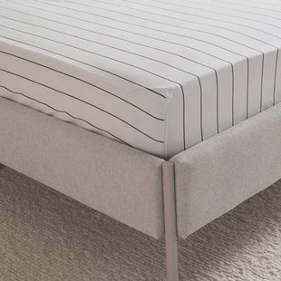 NOUS Living katoenen gestreepte hoeslaken (tot 25 cm) - donkerbruin/offwhite