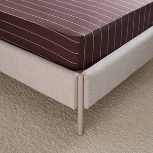 NOUS Living katoenen gestreept hoeslaken (tot 25 cm) - donkerbruin/blauw
