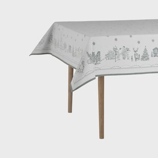 Wik & Walsøe Julemorgen tafellaken Wit-groen, 140x300 cm