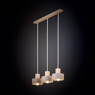 SIGMA Hanglamp Rif Wood, beige/beuken, lengte 67 cm, 3-lamps