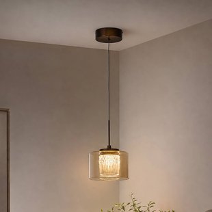 Searchlight LED hanglamp Tumblers, 1-lamp, brons, glas, 3.000 K