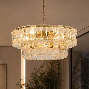 Searchlight Hanglamp Bowlight, goudkleurig/transparant, glas, metaal, E14