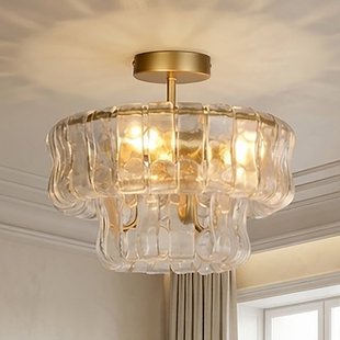 Searchlight Plafondlamp Bowlight, goudkleurig/transparant, glas, metaal, E14