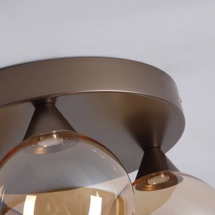 Searchlight LED plafondlamp Opus Lux, 3-lamps, brons, amberkleurig glas, CCT