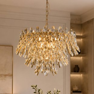 Searchlight Hanglamp Monarch, goudkleurig/transparant, glas, metaal, E14
