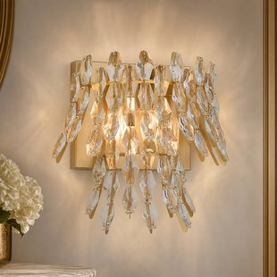 Searchlight Wandlamp Monarch, goudkleurig/transparant, glas, metaal, E14