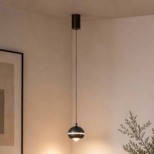 Searchlight LED hanglamp Meteor, 1-lamp, nikkelzwart, metaal, CCT