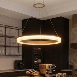 Searchlight LED hanglamp Lumen Rings, zandkleurig, CCT, dimbaar