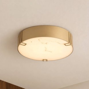 Searchlight LED plafondlamp Marmo, goudkleurig, metaal, IP44, 3.000 K