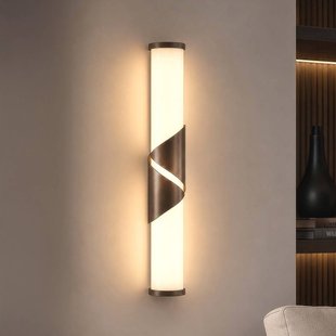 Searchlight LED wandlamp Wrap, IP44, brons, metaal, glas, 3.000 K