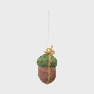 Hanger eikel met gele strik, vilt