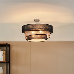 Lindby plafondlamp Ayvira, zwart/goud, textiel, 56 cm, E27 Ayvira - Woonkamer - Modern - Stof - Meerdere lampen