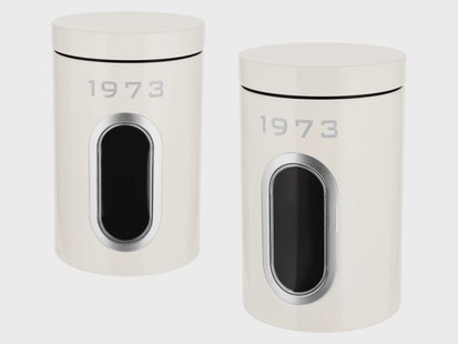 SILVERCREST Set voorraadpotten, 2 stuks, retro (Crème)