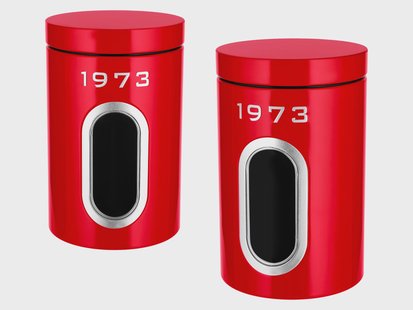 SILVERCREST Set voorraadpotten, 2 stuks, retro (Rood)