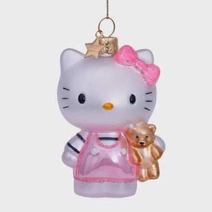 Vondels kerstornament Hello Kitty met beer (roze)