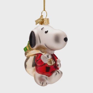 Vondels kerstornament Snoopy met cadeautjes in tas