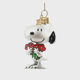 Vondels kerstornament Snoopy met bloemen