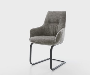 DELIFE Sledemodel Zelia-Flex met armleuning bouclé zacht mud sledemodel vlak grafiet pocketveer kern