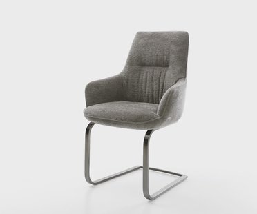 DELIFE Sledemodel Zelia-Flex met armleuning bouclé zacht mud sledemodel vlak roestvrij staal pocketveer kern