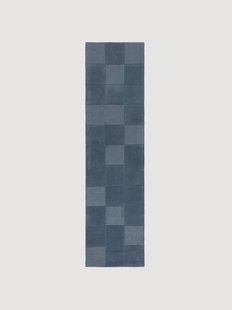 Handgetufte hoog-laag wollen loper Checkerboard