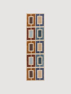 Handgetufte hoog-laag wollen loper Retro Blocks
