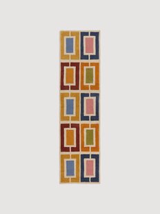 Handgetufte hoog-laag wollen loper Retro Blocks