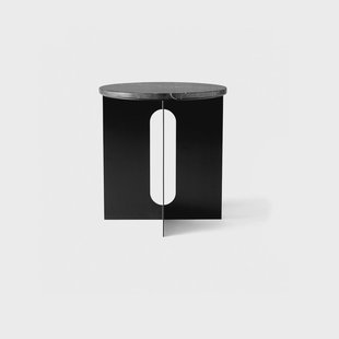 Audo Copenhagen Androgyne Bijzettafel Nero Marquina marmer-zwart staal, Ø42 cm