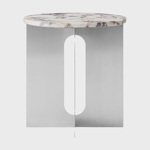 Audo Copenhagen Androgyne Bijzettafel Calacatta Viola marmer-geborsteld staal, Ø42 cm