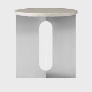 Audo Copenhagen Androgyne Bijzettafel Crystal Rose marmer-geborsteld staal, Ø42 cm