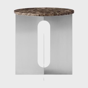 Audo Copenhagen Androgyne Bijzettafel Emperador marmer-geborsteld staal, Ø42 cm