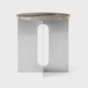 Audo Copenhagen Androgyne Bijzettafel Grey Galaxy marmer-geborsteld staal, Ø42 cm