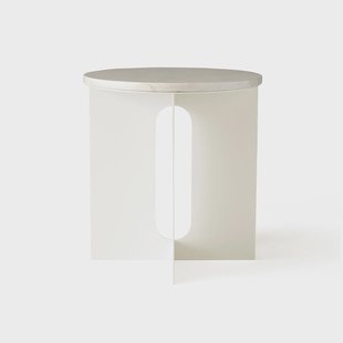 Audo Copenhagen Androgyne Bijzettafel Calacatta Viola marmer-ivory staal, Ø42 cm