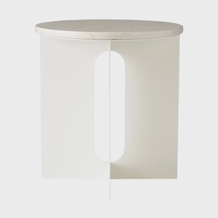 Audo Copenhagen Androgyne Bijzettafel Crystal Rose marmer-ivory staal, Ø42 cm