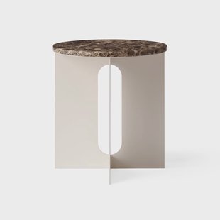 Audo Copenhagen Androgyne Bijzettafel Emperador marmer-ivory staal, Ø42 cm