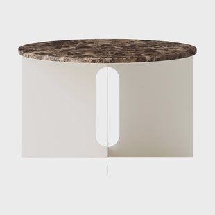 Audo Copenhagen Androgyne Bijzettafel Emperador marmer-ivory staal, Ø65 cm