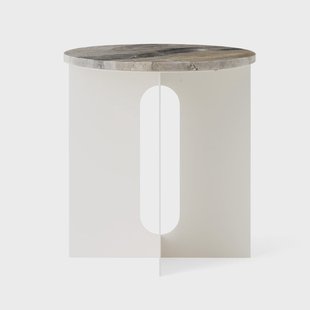 Audo Copenhagen Androgyne Bijzettafel Grey Galaxy marmer-ivory staal, Ø42 cm