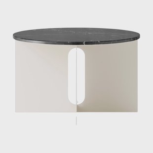 Audo Copenhagen Androgyne Bijzettafel Nero Marquina marmer-ivory staal, Ø65 cm