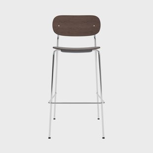 Audo Copenhagen Co Bar Chair barkruk Donker gebeitst eiken-chroomstaal, 75 cm