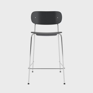 Audo Copenhagen Co Bar Chair barkruk Zwart eiken-verchroomd staal, 65 cm