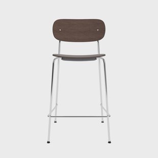 Audo Copenhagen Co Bar Chair barkruk Donker gebeitst eiken-chroomstaal, 65 cm