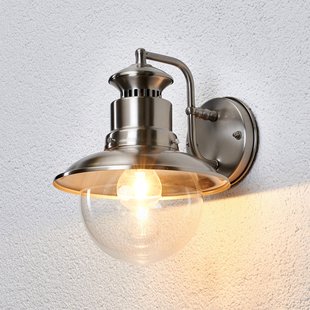 Lindby buitenwandlamp Gwendolyn, grijs, roestvrij staal, 26 cm - Balkon - Modern - Metaal - 1 lamp