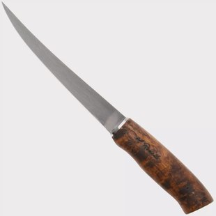 Roselli Big Fillet Knife R255, Carbon Steel, Stained Curly Birch, fileermes, 19 cm